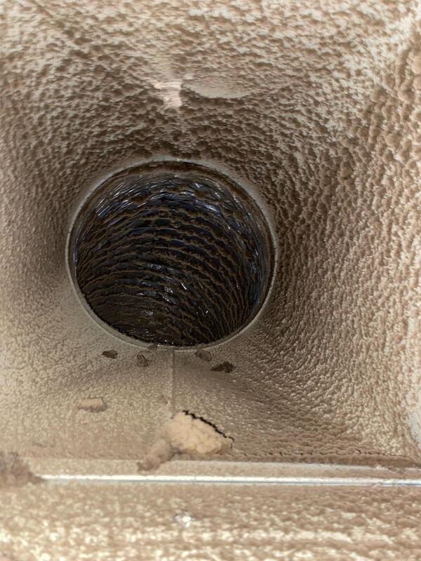 Example of a dirty air duct prior to cleaning