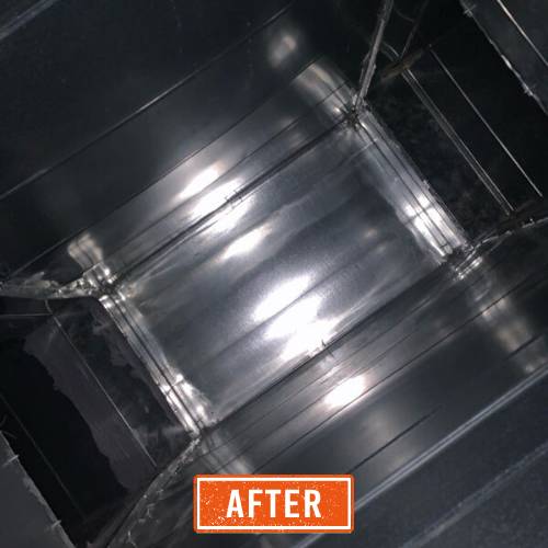 Example of a clean air duct after professional cleaning by Duct Dynasty