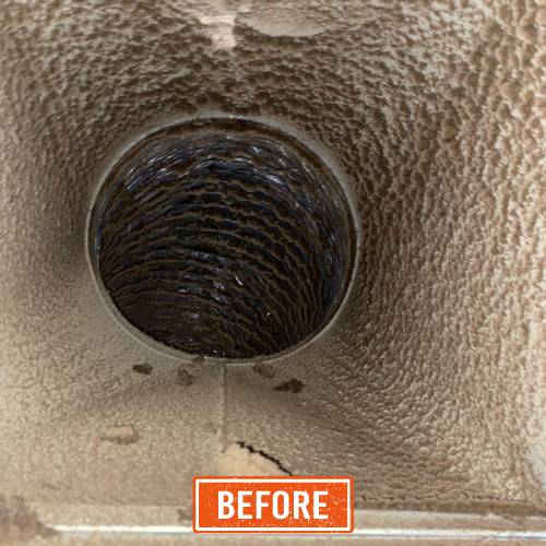 Circular air duct with excessive dirt, dust and debris