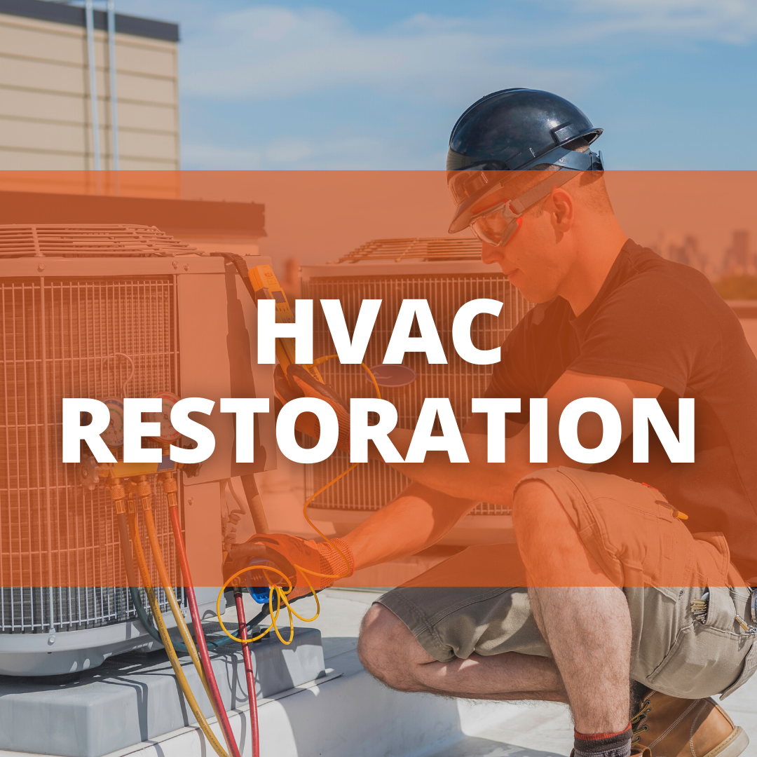 Commercial HVAC Restoration technician on the job