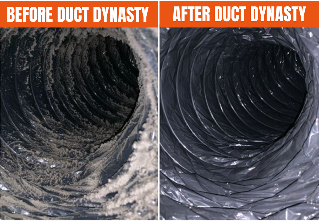 Example of the difference in a dirty air duct and a clean air duct.
