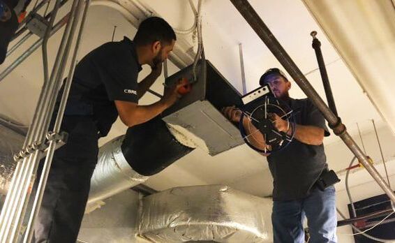 2 man air duct cleaning crew